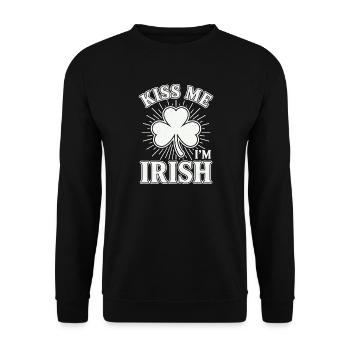 Citation de Kiss Me I’m Irish Shamrock Vintage - Sweat-shirt Unisexe - noir - Devant - Alina (178cm) & Michal (187cm)