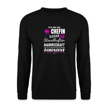 Chefin der Standhaften Mannschaft Chefin Geschenke - Sweat-shirt Unisexe - noir - Devant - Alina (178cm) & Michal (187cm)