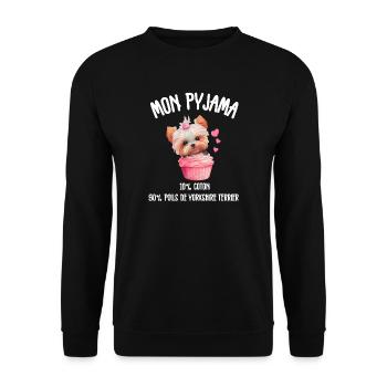 Pyjama Chien Yorkshire Drôle  - Sweat-shirt Unisexe - noir - Devant - Alina (178cm) & Michal (187cm)