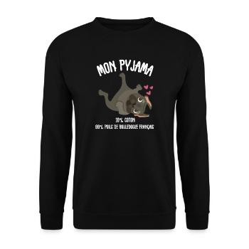 Pyjama Chien Bouledogue Français Humour - Sweat-shirt Unisexe - noir - Devant - Alina (178cm) & Michal (187cm)