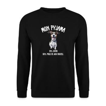 Jack Russell Hundepyjama-Humor - Unisex Pullover - Schwarz - Vorne - Alina (178cm) & Michal (187cm)
