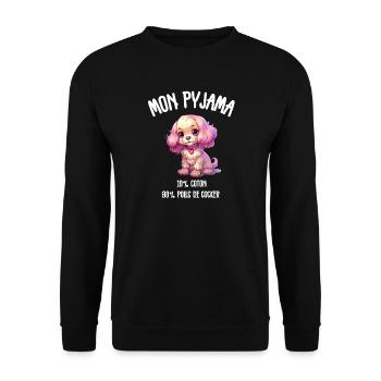 Lustige Cocker Spaniel Hundepyjamas - Unisex Pullover - Schwarz - Vorne - Alina (178cm) & Michal (187cm)