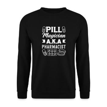 Pillenmagier Apotheker Pharmazietechniker - Unisex Pullover - Schwarz - Vorne - Alina (178cm) & Michal (187cm)