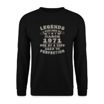 March 1971 Born March 1971 - Unisex Sweatshirt - black - Front - Alina (178cm) & Michal (187cm)