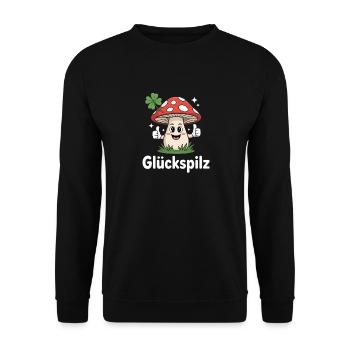 Lucky Funny Toadstool with Shamrock - Unisex Sweatshirt - black - Front - Alina (178cm) & Michal (187cm)