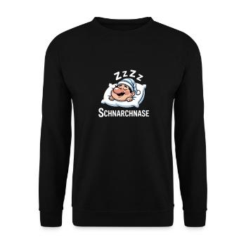 Lustige Schnarchnase Schlafmütze Humor - Unisex Pullover - Schwarz - Vorne - Alina (178cm) & Michal (187cm)