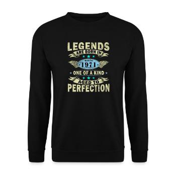 1971 March Birthday Legend - Unisex Sweatshirt - black - Front - Alina (178cm) & Michal (187cm)