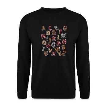 Safari Afrika serengeti alphabet buchstaben - Unisex Pullover - Schwarz - Vorne - Alina (178cm) & Michal (187cm)