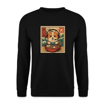 Ramen Corgi Gaming Anime Japanese Noodle Bowl - Unisex Sweatshirt - black - Front - Alina (178cm) & Michal (187cm)