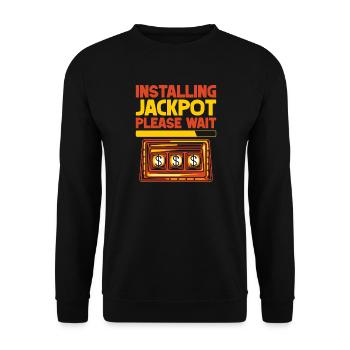 Gambling Fan Installing Jackpot Please Wait Casino - Unisex Sweatshirt - black - Front - Alina (178cm) & Michal (187cm)