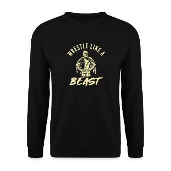 Wrestle Like a Beast Motivational Design - Unisex Sweatshirt - black - Front - Alina (178cm) & Michal (187cm)