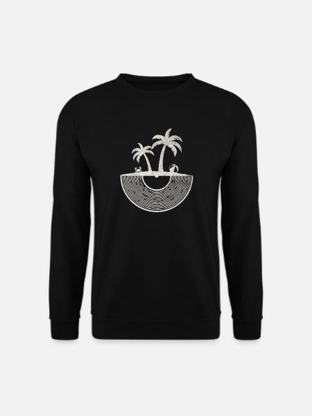 Tropical Vinyl Island Sunset Art - Unisex Sweatshirt - black