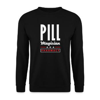 Pillenmagier Apotheker Pharmazietechniker - Unisex Pullover - Schwarz - Vorne - Alina (178cm) & Michal (187cm)