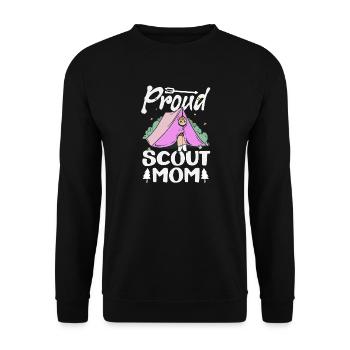Stolze Pfadfindermama Pfadfindermutter Camp - Unisex Pullover - Schwarz - Vorne - Alina (178cm) & Michal (187cm)