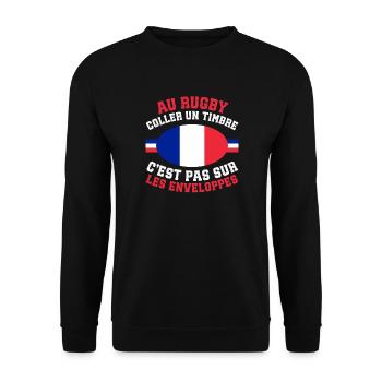 Supporter Rugby Timbre Humour France - Sweat-shirt Unisexe - noir - Devant - Alina (178cm) & Michal (187cm)