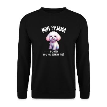 Pyjama Drôle Chien Bichon - Sweat-shirt Unisexe - noir - Devant - Alina (178cm) & Michal (187cm)