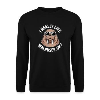 Walrus Saying Walruses Funny Walrus Gift - Unisex Sweatshirt - black - Front - Alina (178cm) & Michal (187cm)