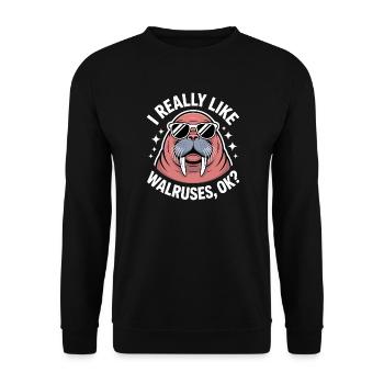 Walrus Saying Walruses Funny Walrus Gift - Unisex Sweatshirt - black - Front - Alina (178cm) & Michal (187cm)