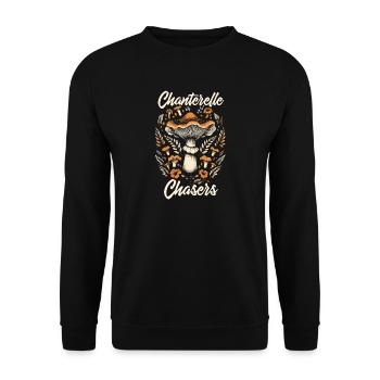 Chanterelle Hunter | Mushroom picking forest - Unisex Sweatshirt - black - Front - Alina (178cm) & Michal (187cm)