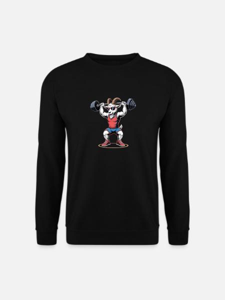 Strong bodybuilding goat doing squats - Unisex Sweatshirt - black