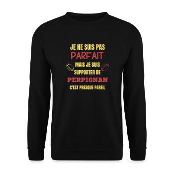 Supporter Rugby Perpignan Humour - Sweat-shirt Unisexe - noir - Devant - Alina (178cm) & Michal (187cm)