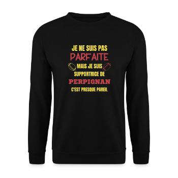 Supportrice de Perpignan Rugby - Sweat-shirt Unisexe - noir - Devant - Alina (178cm) & Michal (187cm)