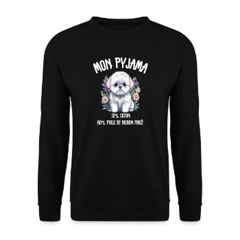 Lustiger Hund Bichon-Schlafanzug - Unisex Pullover - Schwarz - Vorne - Alina (178cm) & Michal (187cm)