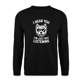 West Highland White Terrier Spruch Westie Geschenk - Unisex Pullover - Schwarz - Vorne - Alina (178cm) & Michal (187cm)