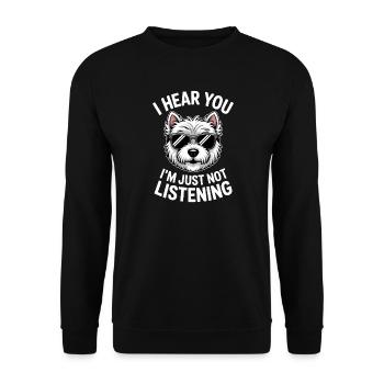 West Highland White Terrier Spruch Westie Geschenk - Unisex Pullover - Schwarz - Vorne - Alina (178cm) & Michal (187cm)