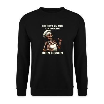 Funny Skeleton Chef Outfit - Be Kind to Me - Unisex Sweatshirt - black - Front - Alina (178cm) & Michal (187cm)