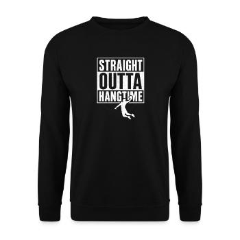 Straight Outta Hangtime Basketball Sport  - Unisex Pullover - Schwarz - Vorne - Alina (178cm) & Michal (187cm)
