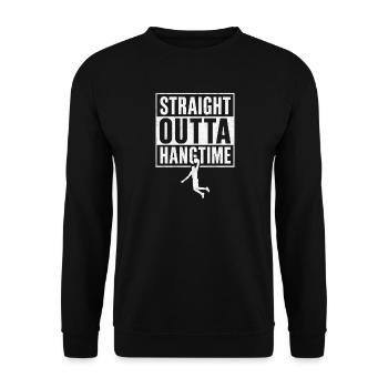 Straight Outta Hangtime Basketball Sport  - Unisex Pullover - Schwarz - Vorne - Alina (178cm) & Michal (187cm)
