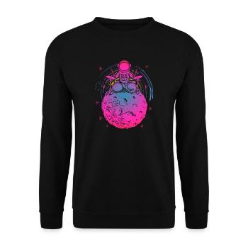 Psychedelic Astro Drummer Planet - Unisex Sweatshirt - black - Front - Alina (178cm) & Michal (187cm)