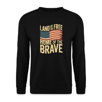 Land of the Free - USA Vintage Flag - Unisex Pullover - Schwarz - Vorne - Alina (178cm) & Michal (187cm)