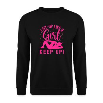 Fitness Fanatics Sit-Up Like Girl Keep Up - Unisex Sweatshirt - black - Front - Alina (178cm) & Michal (187cm)