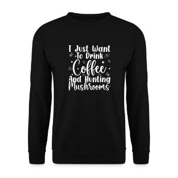 Champignons Morelle Boivent du café et des champignons - Sweat-shirt Unisexe - noir - Devant - Alina (178cm) & Michal (187cm)