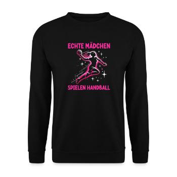 Handball Liebhaber Handball Sport Spieler Handball - Unisex Pullover - Schwarz - Vorne - Alina (178cm) & Michal (187cm)