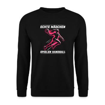 Handball Liebhaber Handball Sport Spieler Handball - Unisex Pullover - Schwarz - Vorne - Alina (178cm) & Michal (187cm)