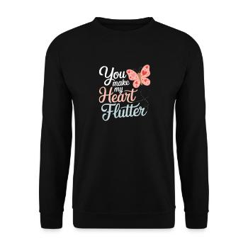You Make My Heart Flutter Romantic - Unisex Sweatshirt - black - Front - Alina (178cm) & Michal (187cm)