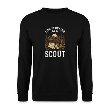 Das Leben Ist Besser Als Ein Pfadfinderlager Zelt - Unisex Pullover - Schwarz - Vorne - Alina (178cm) & Michal (187cm)