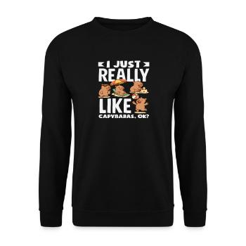J’aime juste les capybaras, vraiment mignons, drôles - Sweat-shirt Unisexe - noir - Devant - Alina (178cm) & Michal (187cm)