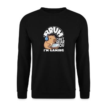 Frérot, je ne t’entends pas jouer au capybara mignon - Sweat-shirt Unisexe - noir - Devant - Alina (178cm) & Michal (187cm)