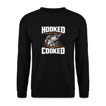 Sur le crochet, pas frit | Humour de pêcheur - Sweat-shirt Unisexe - noir - Devant - Alina (178cm) & Michal (187cm)