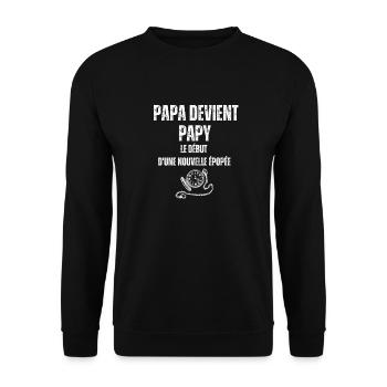 Papa devient Papy - Début d'une Épopée - Sweat-shirt Unisexe - noir - Devant - Alina (178cm) & Michal (187cm)