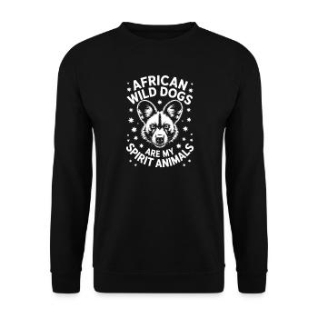 African Wild Dog Sayings Funny Gift - Unisex Sweatshirt - black - Front - Alina (178cm) & Michal (187cm)