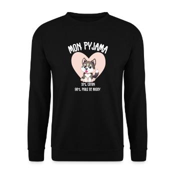 Lustige Husky-Hundepyjamas - Unisex Pullover - Schwarz - Vorne - Alina (178cm) & Michal (187cm)