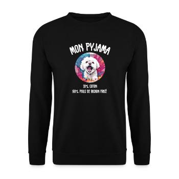 Lustiger Hund Bichon-Schlafanzug - Unisex Pullover - Schwarz - Vorne - Alina (178cm) & Michal (187cm)