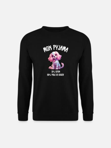 Funny Cocker Spaniel Dog Pajamas - Unisex Sweatshirt - black