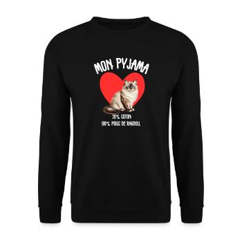 Ragdoll Humor Cat Hair Pajamas - Unisex Sweatshirt - black - Front - Alina (178cm) & Michal (187cm)