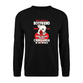 Chihuahua Chihuahueño qui a besoin d’un - Sweat-shirt Unisexe - noir - Devant - Alina (178cm) & Michal (187cm)